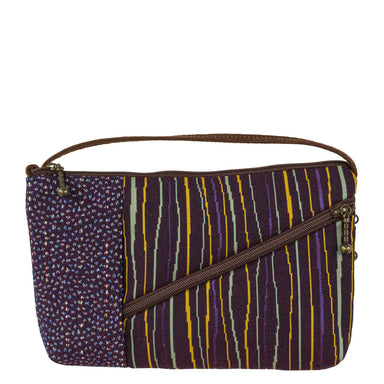Tomboy sling bag by Maruca in a stylish dark purple design with vertical stripes and floral accents, designed for convenience and functionality.