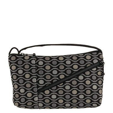 Tomboy sling bag by Maruca featuring a unique black and grey dotted pattern with zippers, great for travel and daily use.