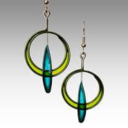 Circle with Center Leaf Earrings