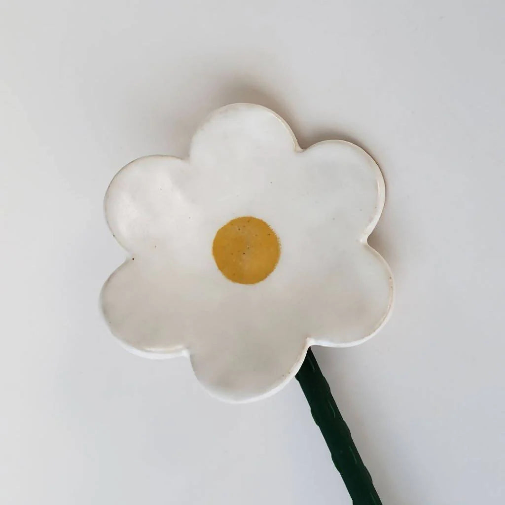 decorative garden stake - white flower