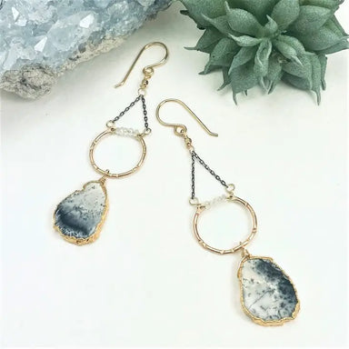 dendrite opal earrings