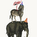 Elephant, Zebra & Ostrich blank greeting card