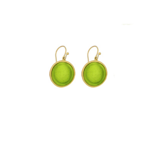green glass bronze earrings