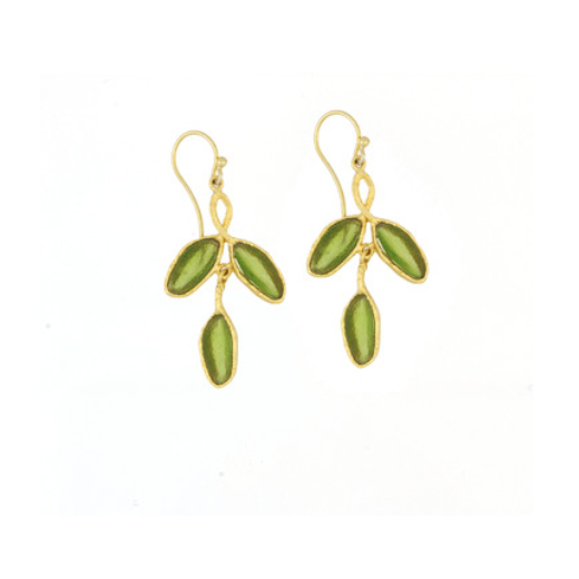 Sage 3-Leaf Drop Wire Earrings