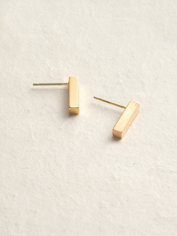 gold bar post earrings