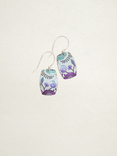 purple floral drop earrings