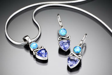 tanzanite and opal jewelry set