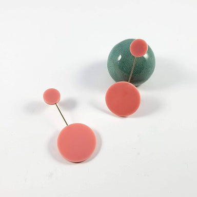 handmade pink circle acrylic earrings