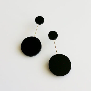 handmade black circle acrylic earrings