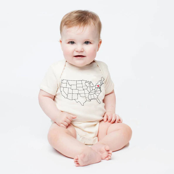Home State Map Baby Onesie | Assorted Colors