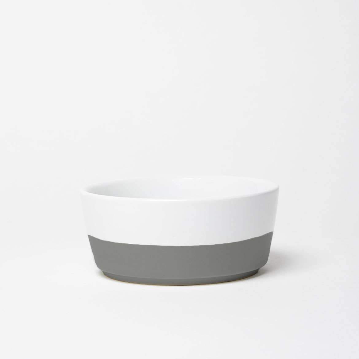 Grey ceramic dog bowl