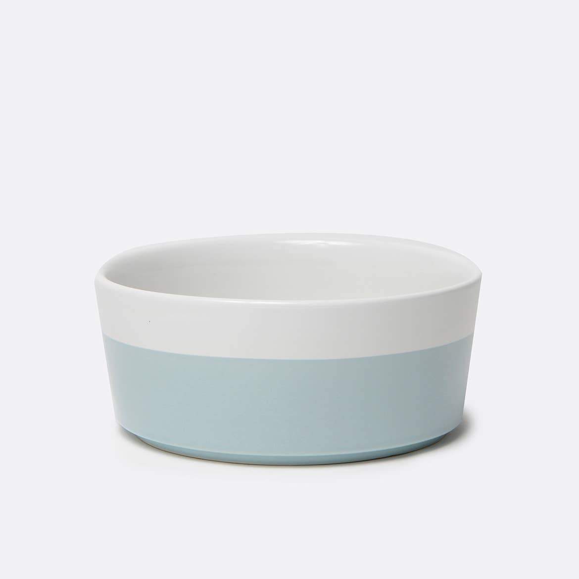 blue ceramic dog bowl