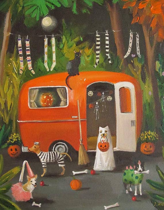 Halloween dogs art print