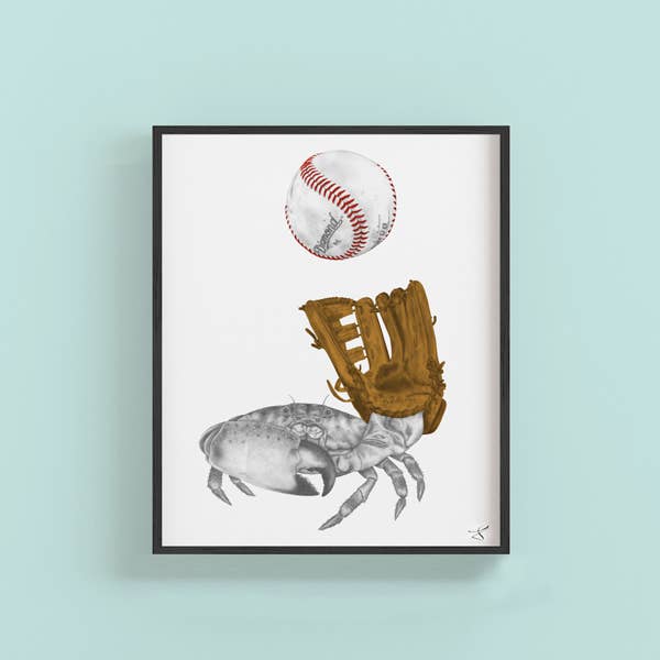 crab with baseball artwork