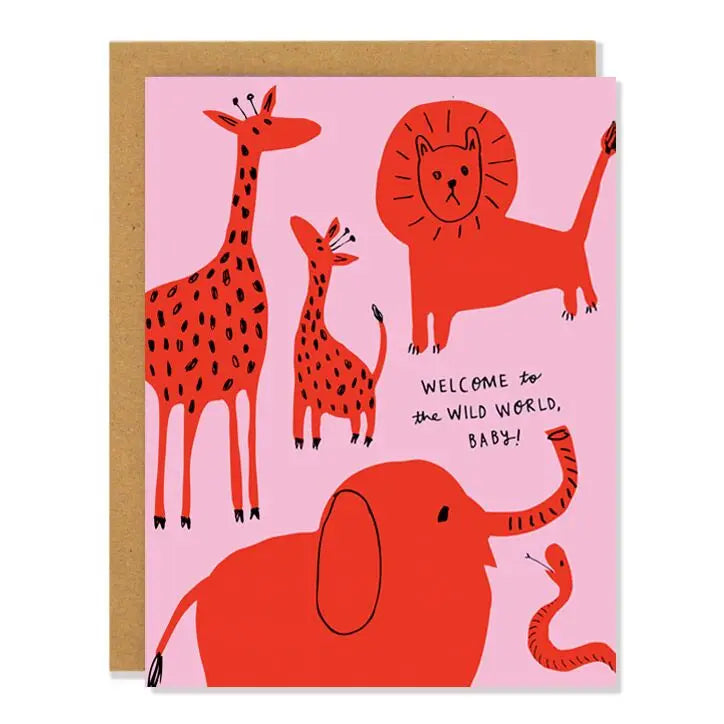 Welcome to the wild world baby greeting card