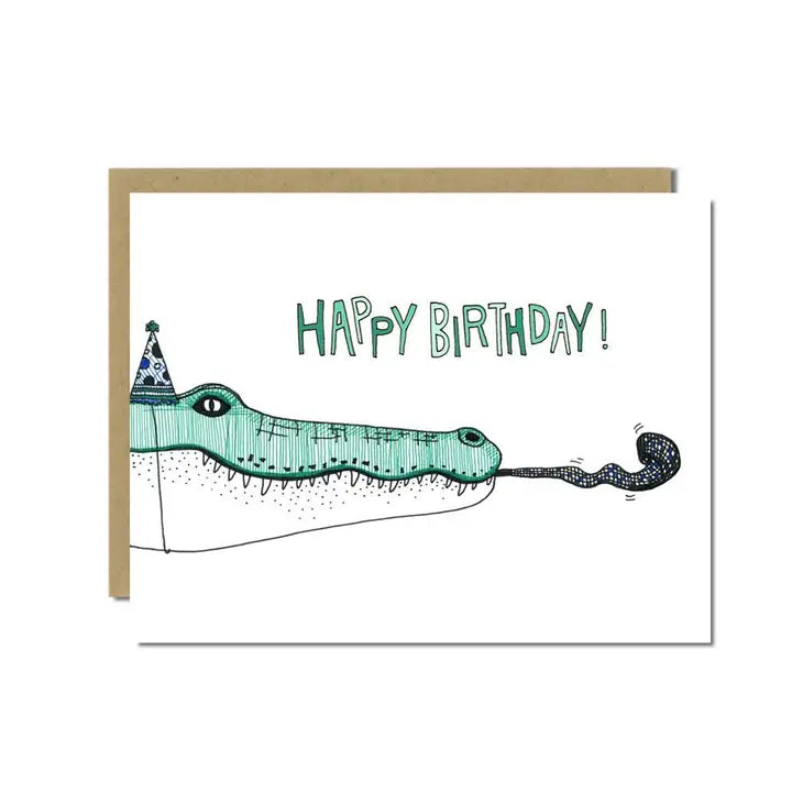 Happy Birthday greeting card with alligator