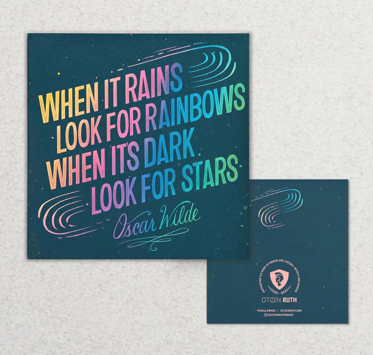when it rains look for rainbows when it's dark look for stars greeting card