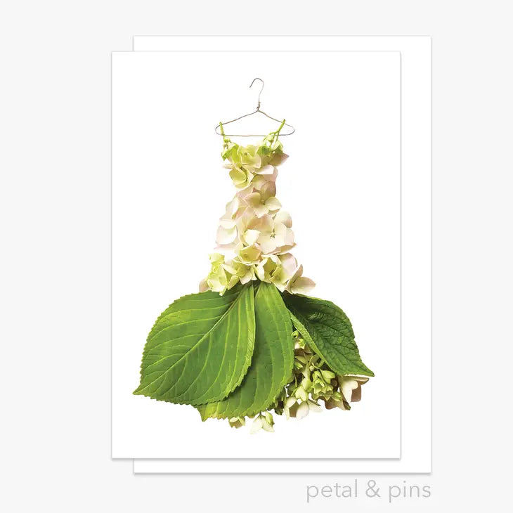 white and green petal blank greeting card