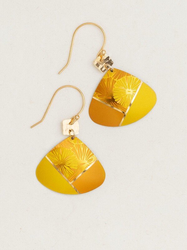 yellow sunburst gold earrings