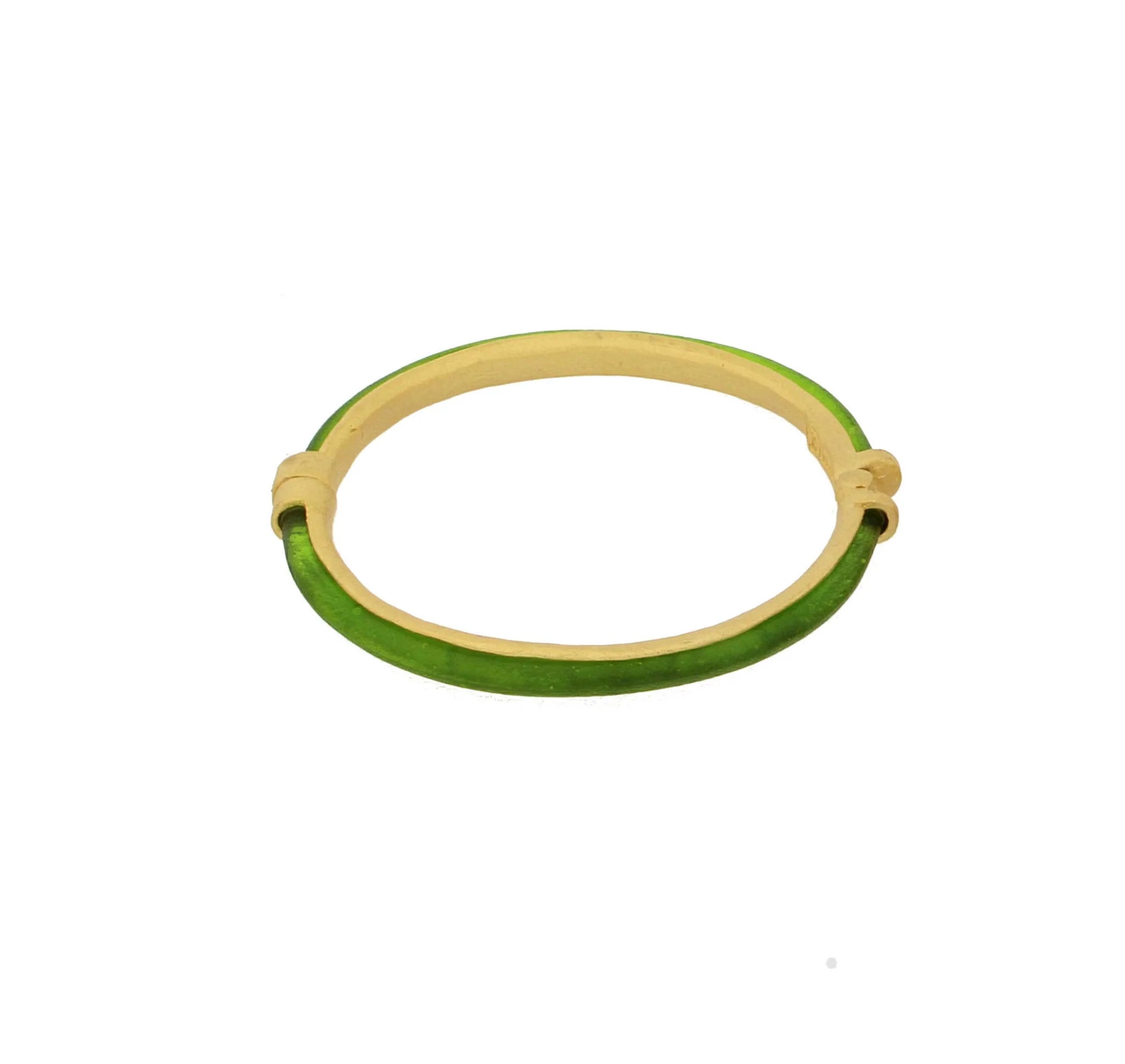 green glass gold bangle