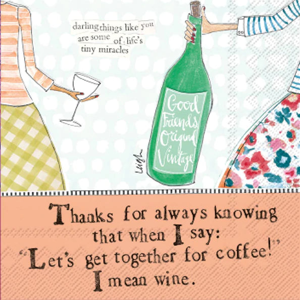 Let's get together for coffee cocktail napkin