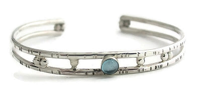 silver cuff bracelet with stone