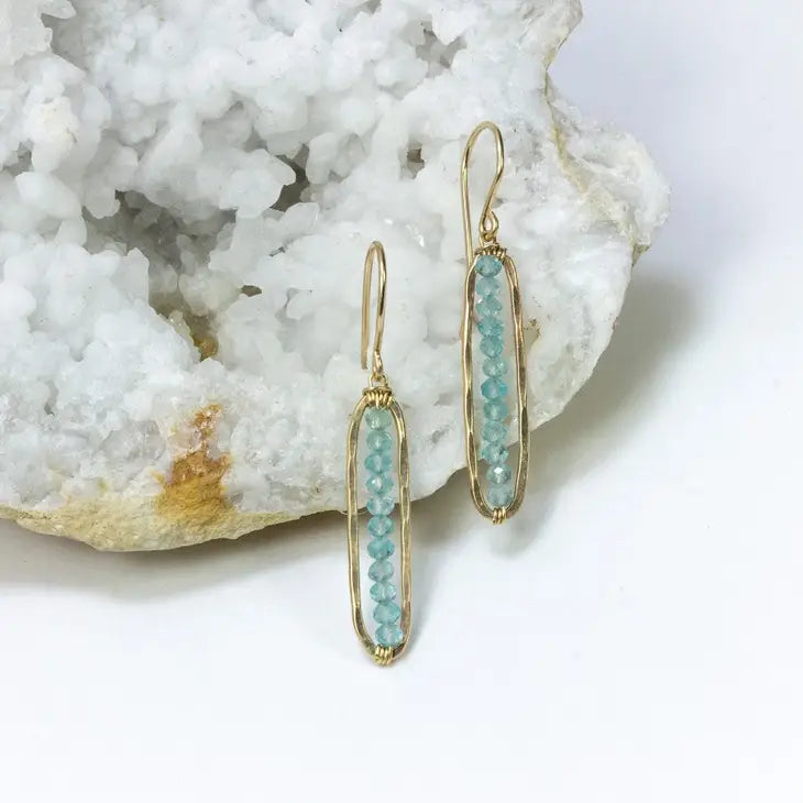 blue Oval gemstone earrings