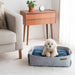 blue basket dog bed