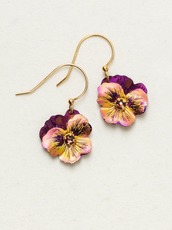 purple blue flower earrings