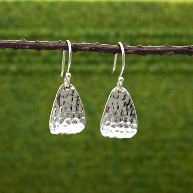 silver petal dangle earrings