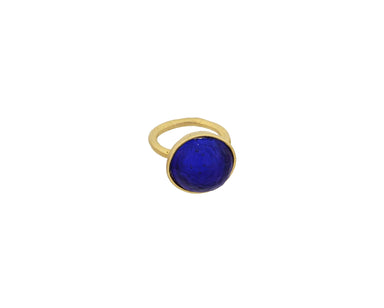 24k gold ring with blue glass