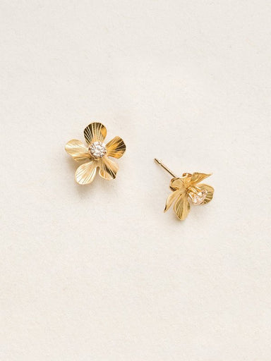 Swarovski flower post gold earrings