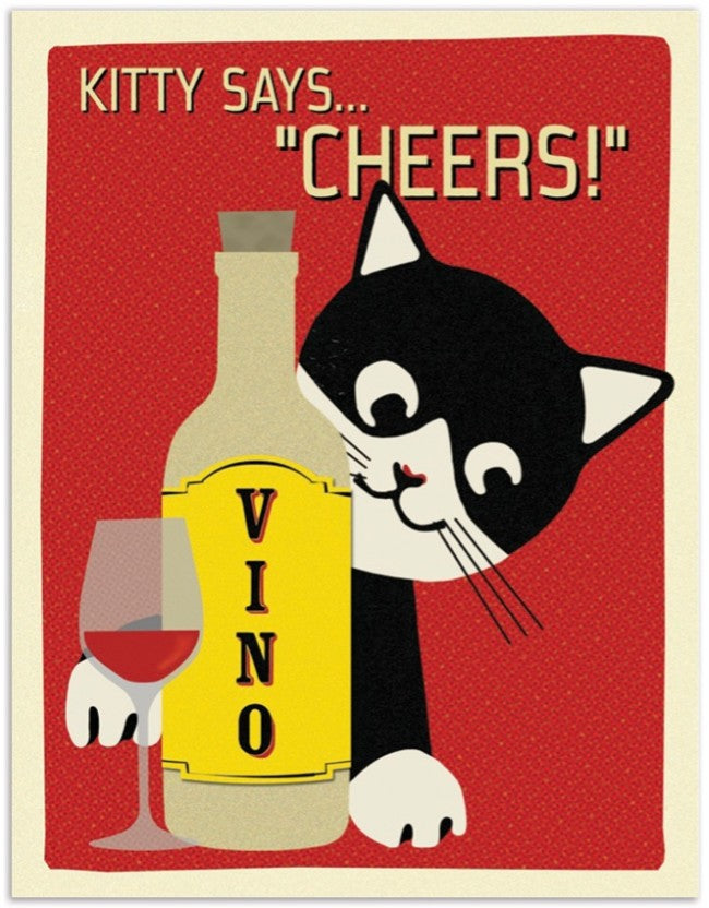 Kitty says cheers greeting card