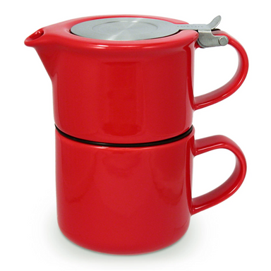 red 14oz tea for one with infuser