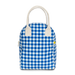 blue and white gingham lunch bag