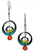 Turquoise and yellow double circle with drop kinetic earrings 