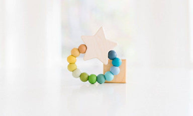 wooden star and silicon bead teething ring
