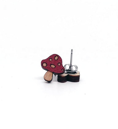 mushroom wood earrings