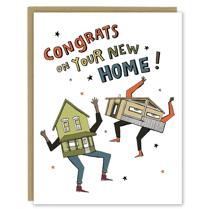 Congrats on your new home greeting card dancing houses