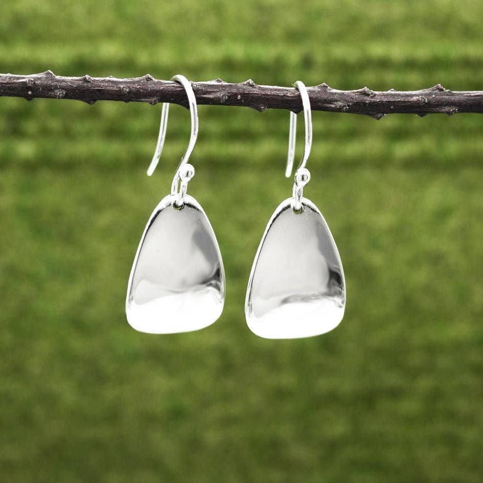 silver petal dangle earrings