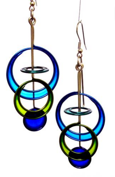 blue and green earrings