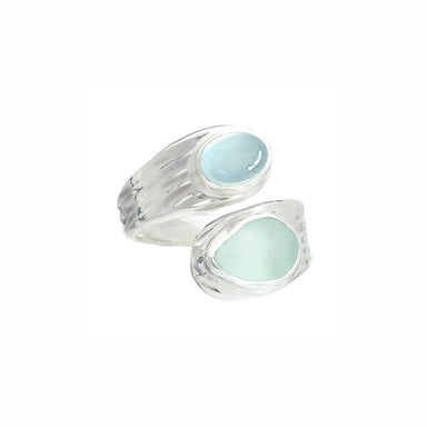 green blue sea glass ring