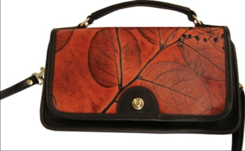 leaf leather purse