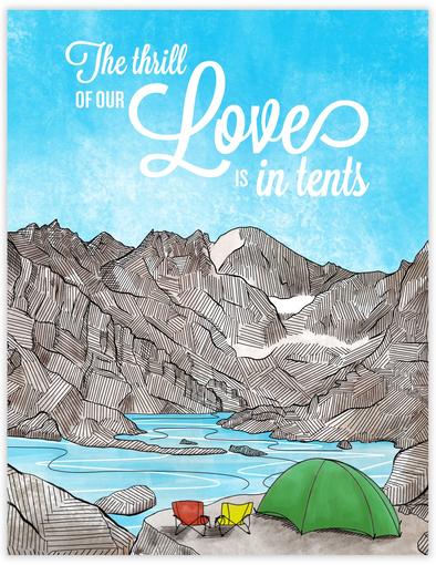 The thrill of our love is in tents greeting card