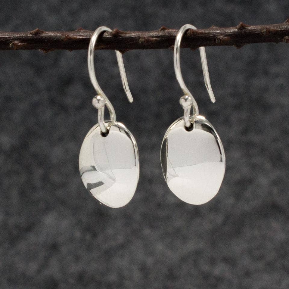 silver oval dangle earrings