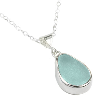 aqua sea glass necklace