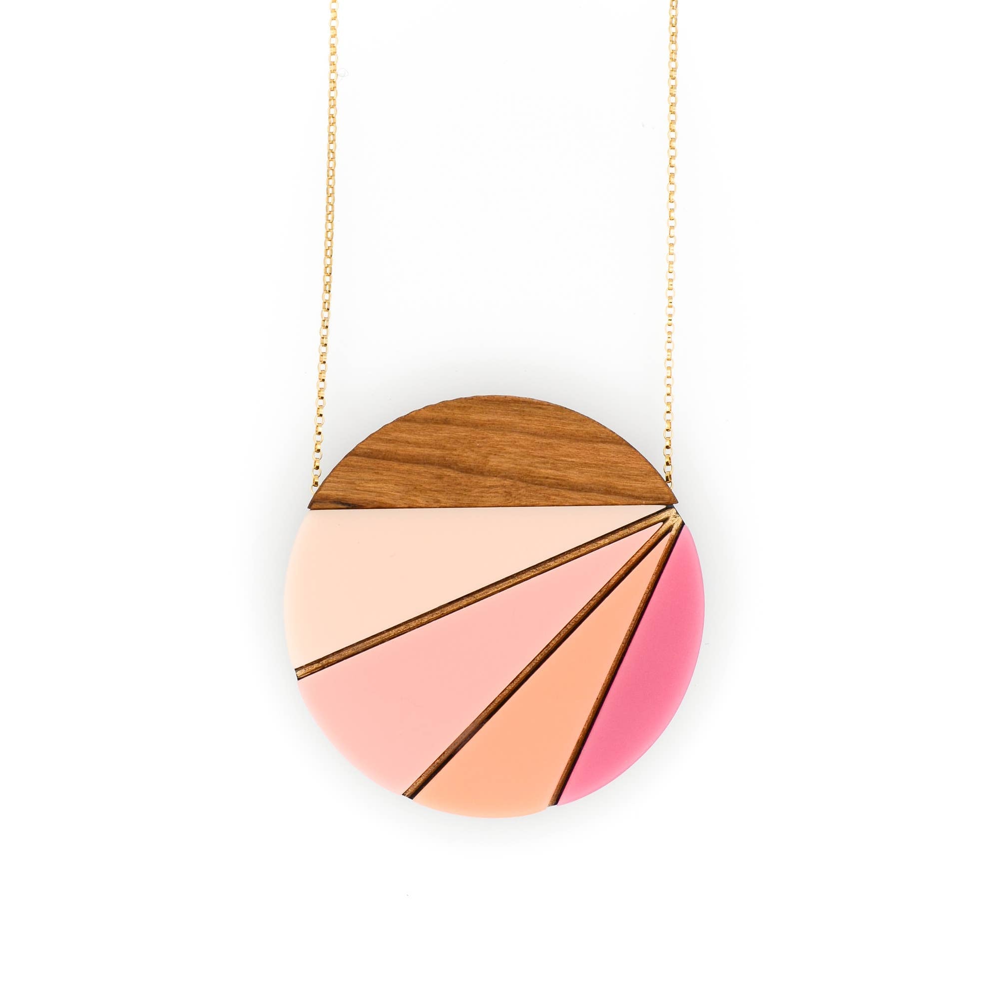 modern wood pendant necklace