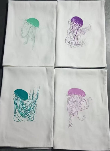 colored jellyfish tea towel