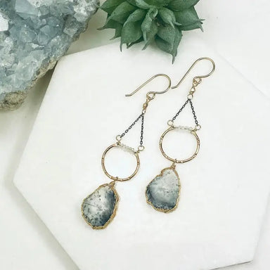 dendrite opal earrings