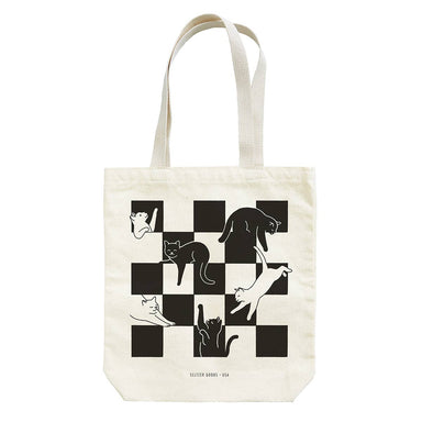 Tote bag with checkered cats